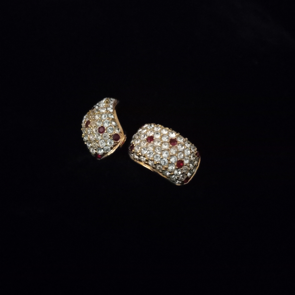 Roman brand clear and red rhinestone earrings